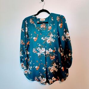 Full moon maternity floral blue top size large